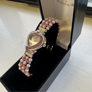 The Danbury Mint Women’s Pink Pearl Heart Watch NEW